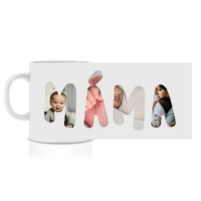Personalizovaný klasický bílý keramický hrníček 300 ml - Máma/táta/babi/děda z fotek