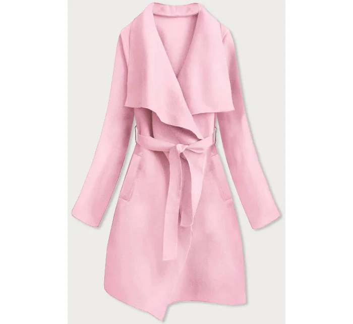 Minimalistický dámsky kabát v púdrovo ružovej farbe (747ART) Minimalistický dámsky kabát v púdrovo ružovej farbe (747ART)