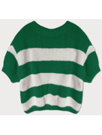 Voľný zelený dámsky pruhovaný sveter (761ART)