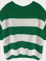 Voľný zelený dámsky pruhovaný sveter (761ART)