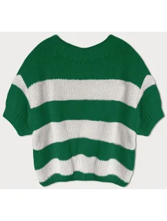 Voľný zelený dámsky pruhovaný sveter (761ART)