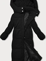 Dlhý kabát rovného strihu čierny (WD202229)