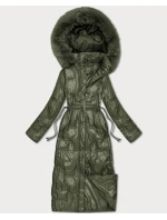 Dlouhá dámská prošívaná zimní bunda v barvě khaki model 21748244 - HONEY WINTER