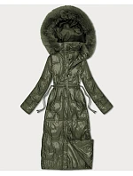 Dámska dlhá prešívaná zimná bunda khaki (T2-2221#-22) Dámska dlhá prešívaná zimná bunda khaki (T2-2221#-22)