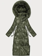 Dámska dlhá prešívaná zimná bunda khaki (T2-2221#-22)