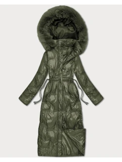 Dlouhá dámská prošívaná zimní bunda v barvě khaki model 21748244 - HONEY WINTER