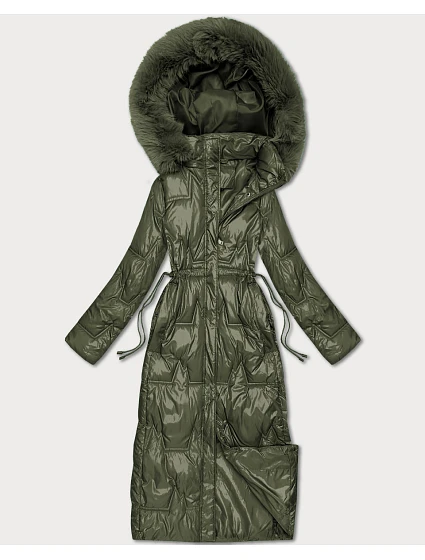 Dámska dlhá prešívaná zimná bunda khaki (T2-2221#-22) Dámska dlhá prešívaná zimná bunda khaki (T2-2221#-22)