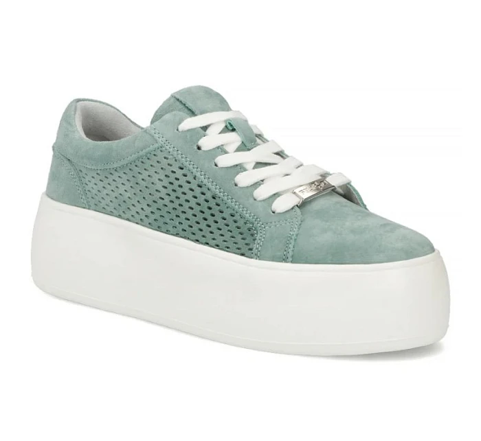 Dámské kožené polobotky ažurové zelené model 22116561 - FILIPPO