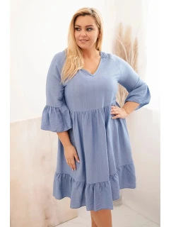 Dámské viskózové šaty Plus Size s model 21165816 ozdobou džínová - K-Fashion