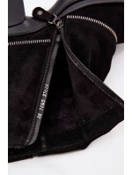 Skórzane Botki Damskie Z Wywiniętą Cholewką Maciejka 07145-01 Czarne