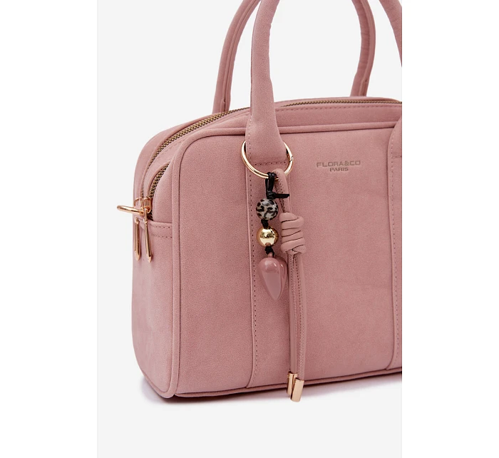 Kufříková taška Eco semišová s přívěskem Růžová Sorielle