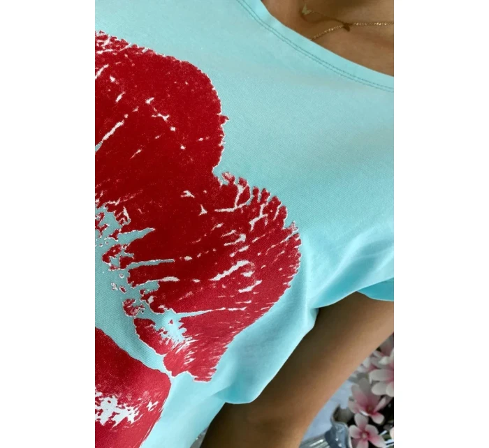 Mätová blúzka s potlačou pier