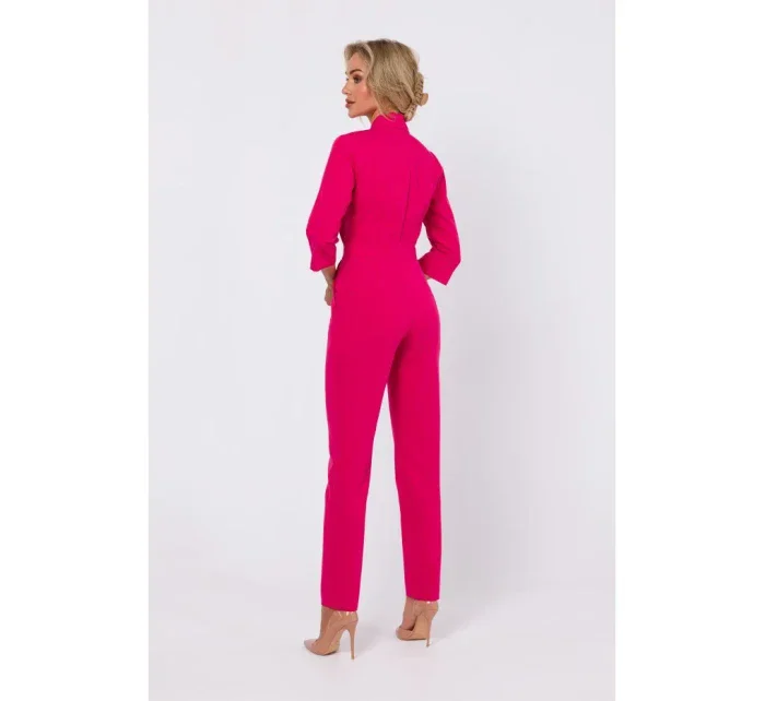 M751 Kombinéza so šálovým golierom - ružová