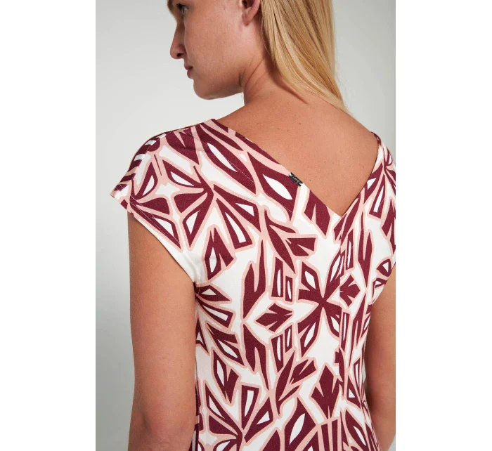 Dámske plážové šaty s krátkymi rukávmi 20488 318 bordový vzor - Vamp