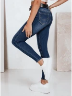 Dámske úzke džínsy s vysokým pásom tmavomodré FashionStreet UY2823
