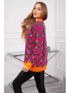 Sveter s geometrickým motívom fuchsiový