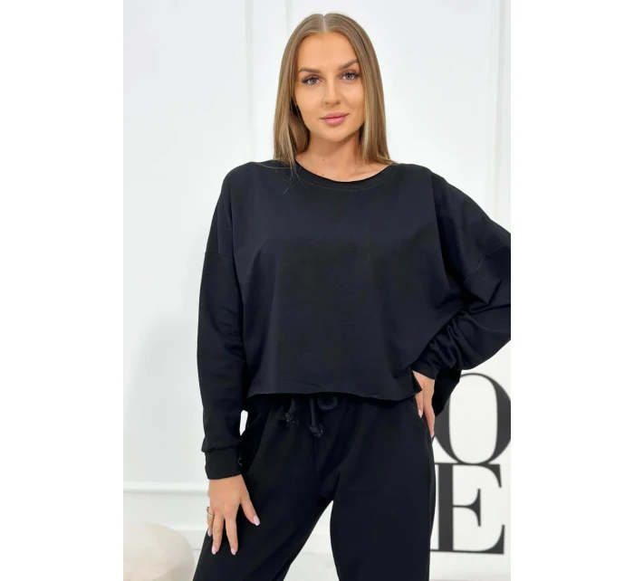 Set 2dielna mikina + nohavice Čierna