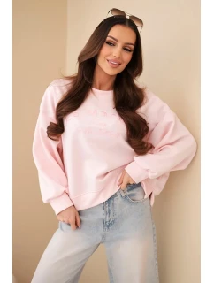 Dámska vyšívaná mikina voľného strihu butter pink