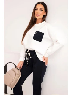 Dámský set máslový s kontrastní kapsou modrý