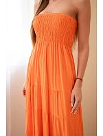 Dámske viskózové šaty s elastickým vrchným dielom oranžové