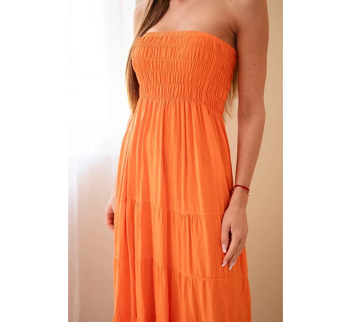 Dámske viskózové šaty s elastickým vrchným dielom oranžové