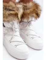 Damskie Śniegowce Sznurowane Białe Santero