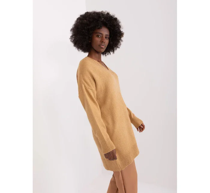 Sweter BA SW model 19341683 camelowy - FPrice Sweter BA SW model 19341683 camelowy - FPrice