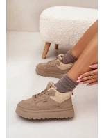 Dámské zateplené sportovní boty na platformě model 21817728 Béžová - Big Star Dámské zateplené sportovní boty na platformě model 21817728 Béžová - Big Star