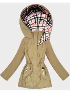 Dámska piesková bunda s kockovaným lemovaním Goodlookin (KK60411-4#)