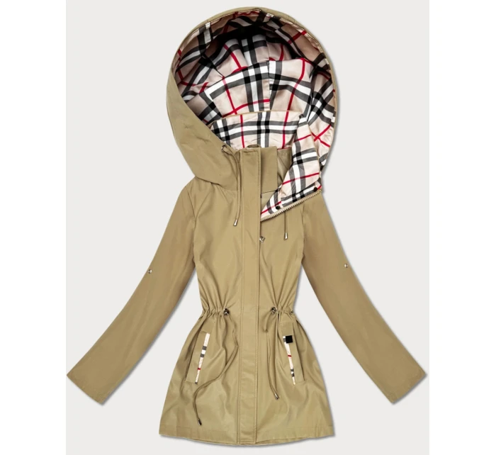 Dámska piesková bunda s kockovaným lemovaním Goodlookin (KK60411-4#)