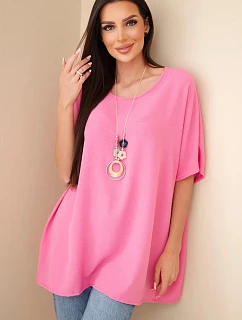 Halenka oversize s přívěskem růžová