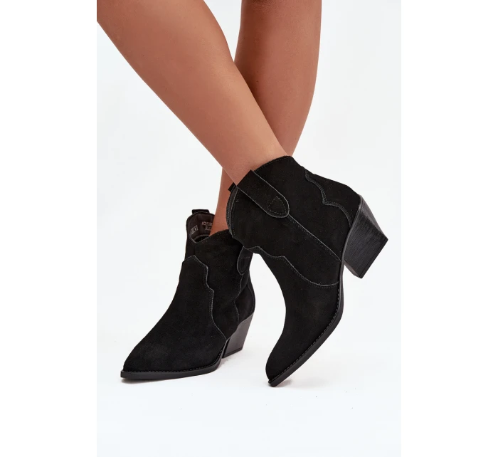 Nazouvací dámské kozačky z přírodního semiše černé model 21713735 - Boto