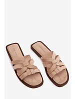 Dámské ploché nazouváky s pásky a semiše béžové model 22125712 - Boto