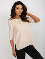 Dámská halenka LK BZ model 21288375 Béžová - FPrice Dámská halenka LK BZ model 21288375 Béžová - FPrice