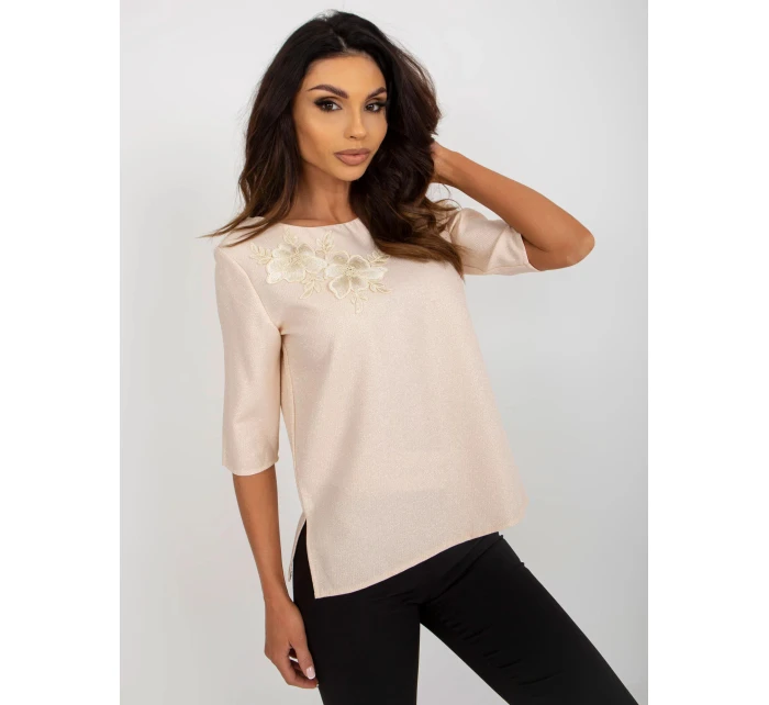 Dámská halenka LK BZ model 21288375 Béžová - FPrice Dámská halenka LK BZ model 21288375 Béžová - FPrice