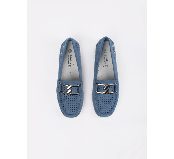 Módne modré dámske mokasíny bez podpätku Módne modré dámske mokasíny bez podpätku