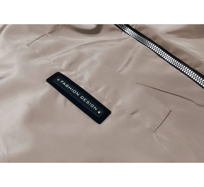 Tenká béžová dámska bunda s ozdobnou lemovkou (B8145-12)