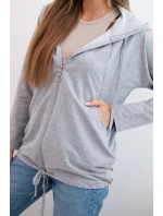 Dámska mikina s kapucňou a sťahovacou šnúrkou šedá