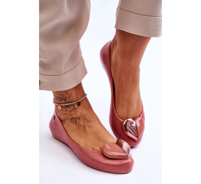 Dámské baleríny se srdcem model 21616923 Růžová - Zaxy