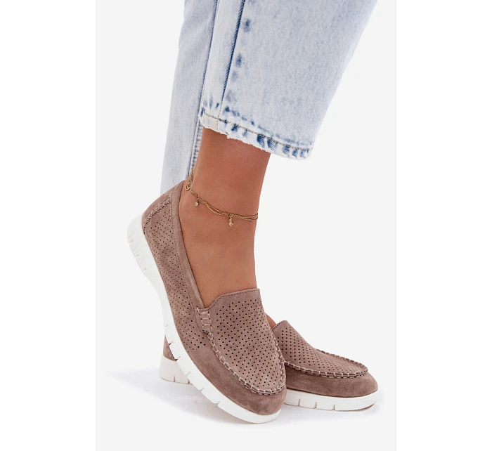 Dámské Mokasyny Vinceza Béžové z přírodního semiše Dámské Mokasyny Vinceza Béžové z přírodního semiše