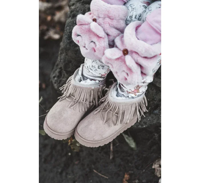 Zateplené dětské sněhule s ozdobnými třásněmi Béžová Nimia Zateplené dětské sněhule s ozdobnými třásněmi Béžová Nimia