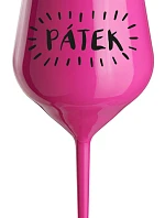 PÁTEK - růžová nerozbitná sklenice na víno 470 ml