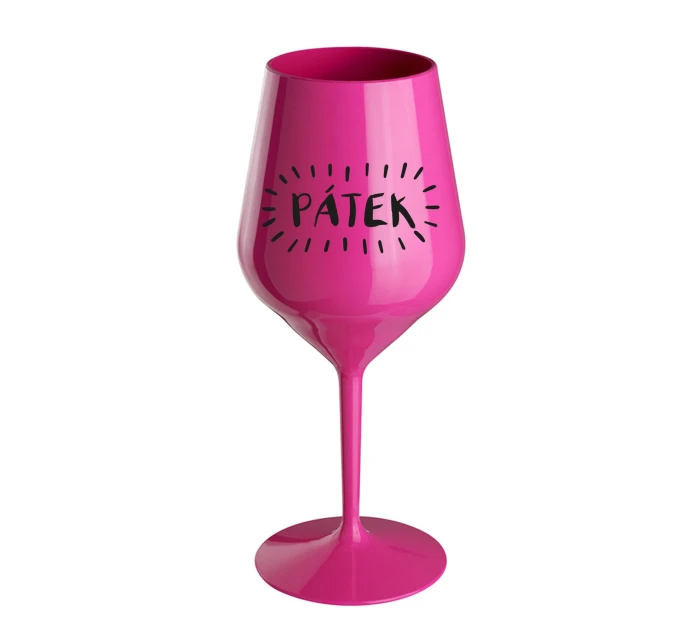 PÁTEK - růžová nerozbitná sklenice na víno 470 ml