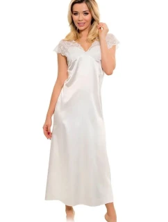 Dámska saténová košieľka s čipkou Mactan Ecru - Kalimo