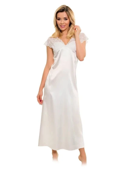 Dámská saténová košilka s krajkou model 21886401 Ecru - Kalimo