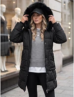Dámska zimná prešívaná bunda s kapucňou, čierna, FashionStreet TY5824 Dámska zimná prešívaná bunda s kapucňou, čierna, FashionStreet TY5824