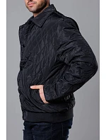 Černá pánská prošívaná bunda s límcem model 18344904 - J.STYLE Černá pánská prošívaná bunda s límcem model 18344904 - J.STYLE