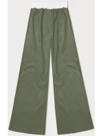 Dámske široké zelené pruhované nohavice (18629)