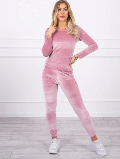 Velúrová súprava so zadným záhybom tmavo púdrovo ružová