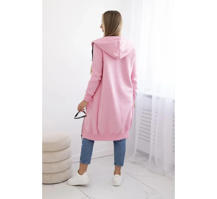Zateplená dlouhá mikina s kapucí v barvě světle růžová Zateplená dlouhá mikina s kapucí v barvě světle růžová